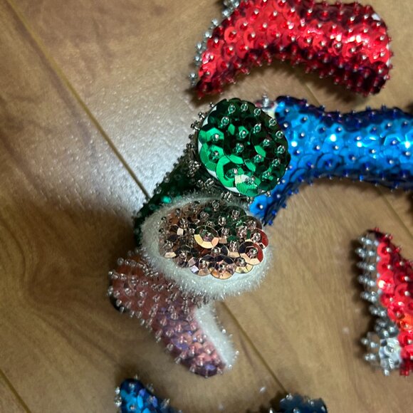 Vintage 1970s Sequin & Pin Christmas Boot Ornament Lot of 7 - Picture 6 of 6